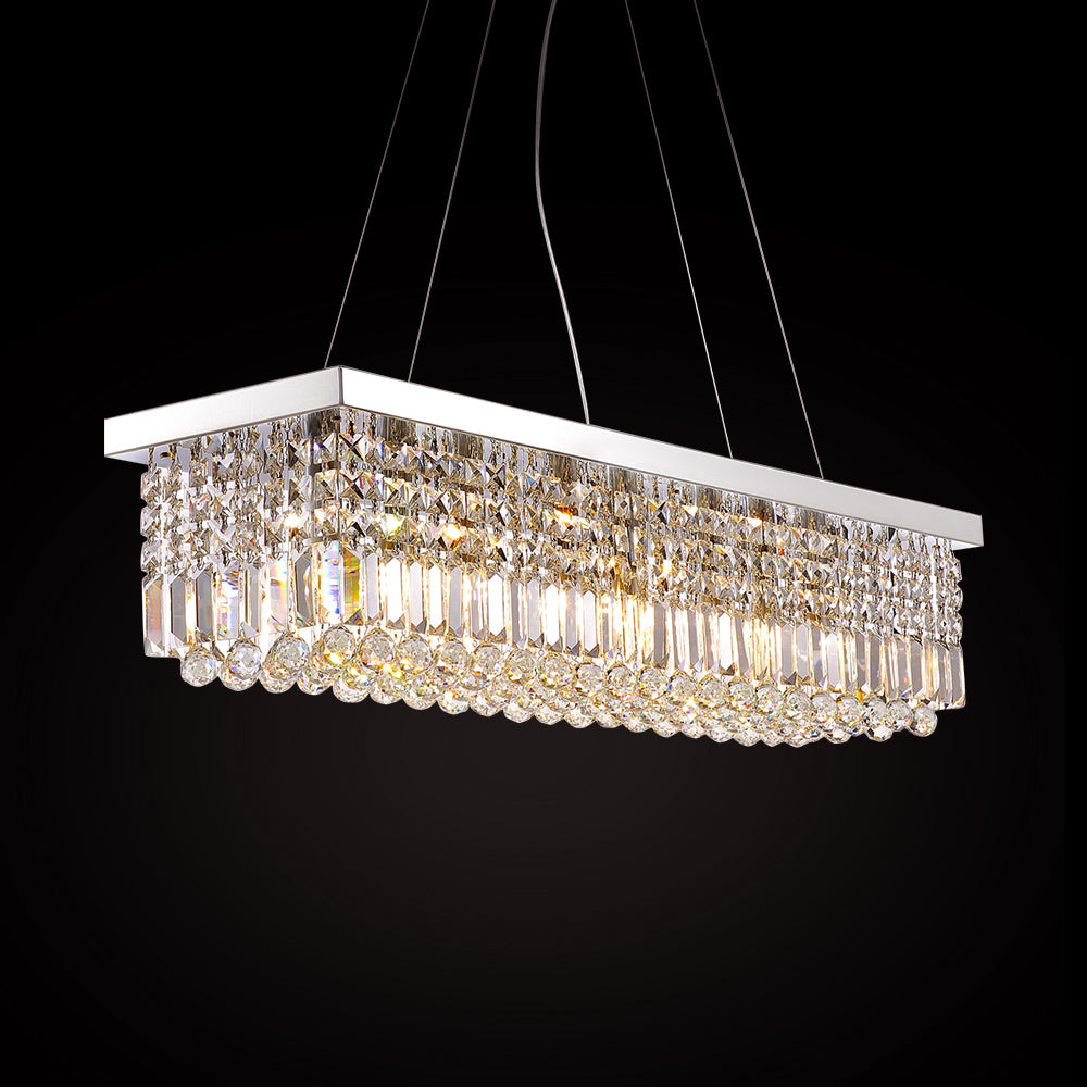 8 - Light Dimmable Square / Rectangle Crystal Chandelier Modern Luxury Ceiling Light