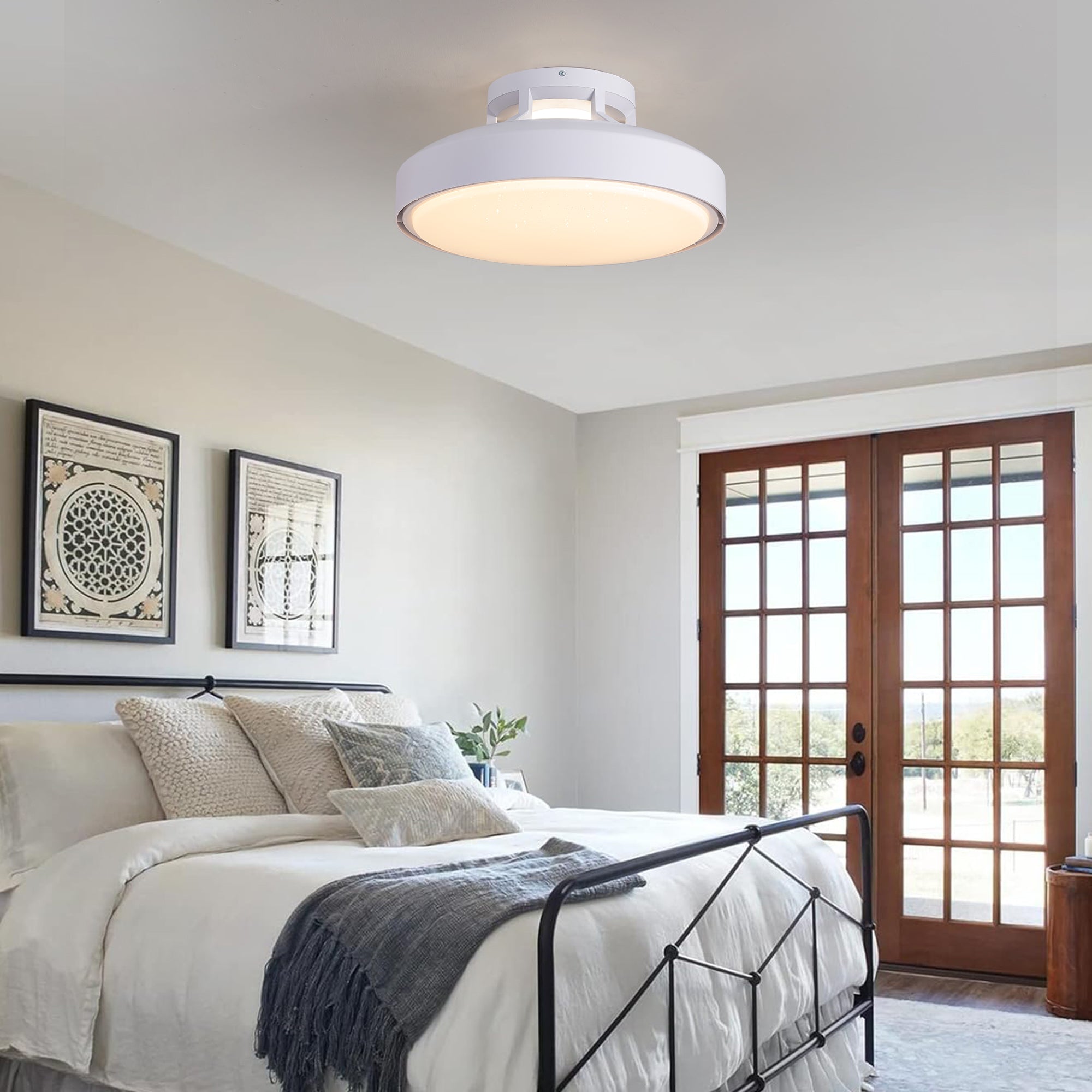18.9" Modern low profile Ceiling Fan with 4500lm LED Light, Remote Control and Quiet DC Motor for Bedroom