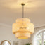 3-Light Natural Woven Tiered Chandelier, Boho Organic Modern Coastal Casual Style For Dining Room, Kitchen Island & Living Space
