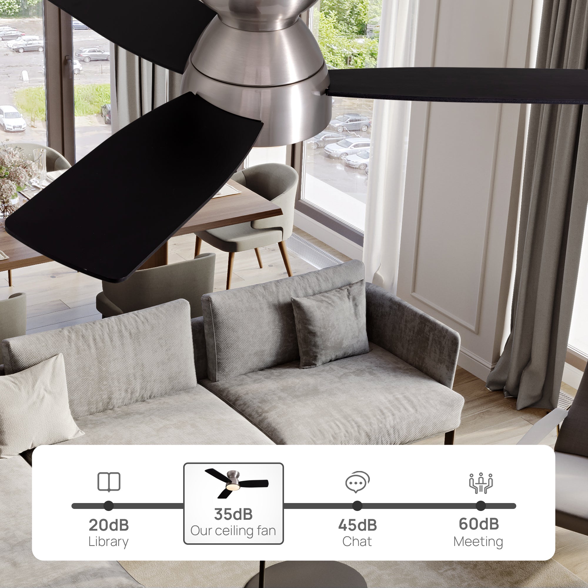 32 in. Modern Smart Indoor Satin nickel Ceiling Fan with Lights Reversible Rotation and Remote Control