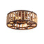 20" Indoor Walnut Beaded Caged Ceiling Fan with Light and Remote, Flush Mount Fan for Living Room,Dining Room,Kitchen