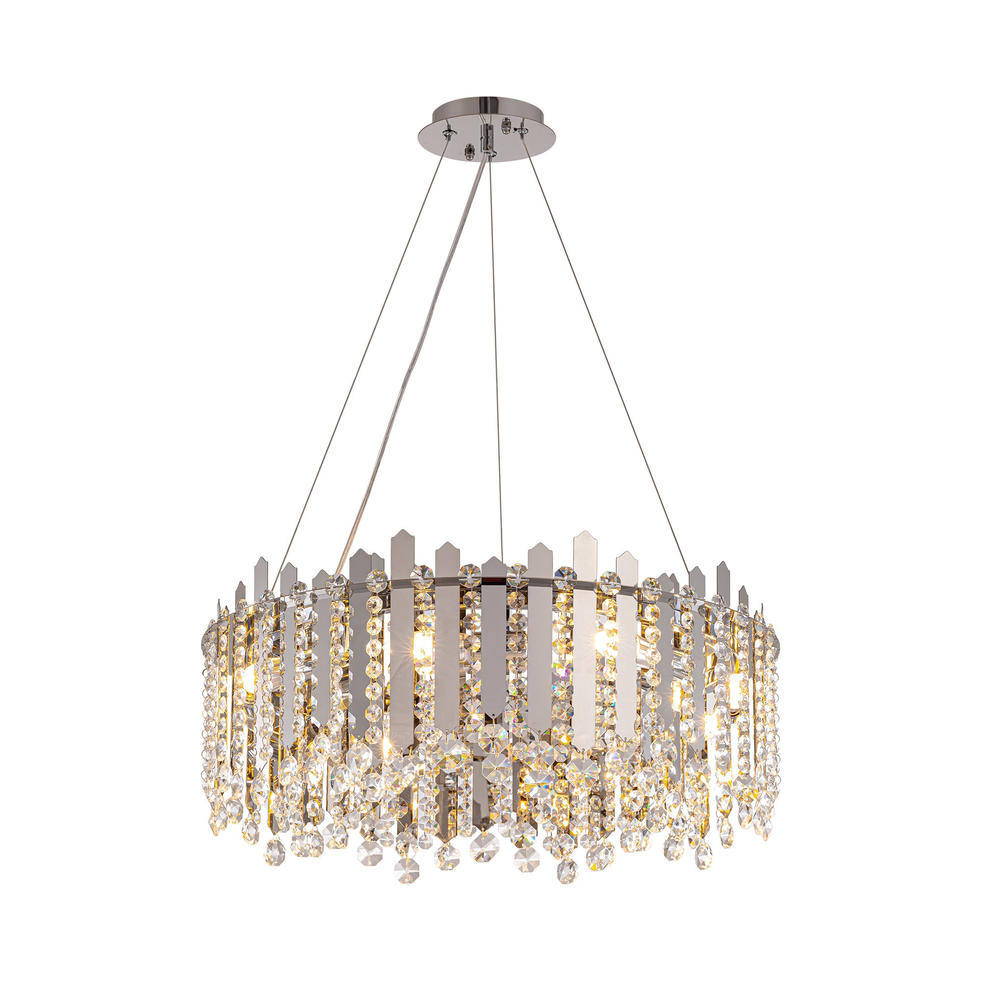 8-light Dimmable Drum Crystal Chandelier