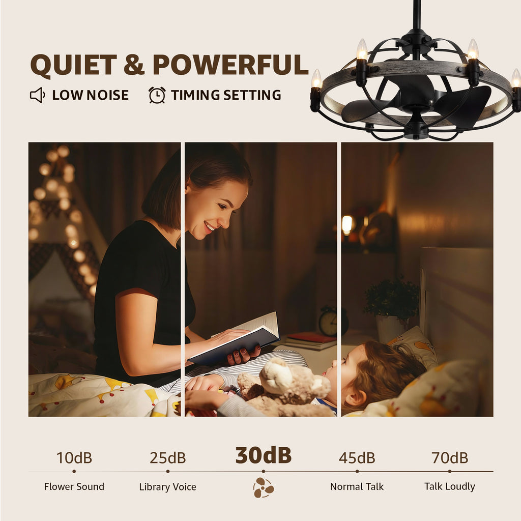 27 in. Indoor Bronwn and Black Farmhouse Ceiling Fan with Light and Remote for Bedroom Dining Room