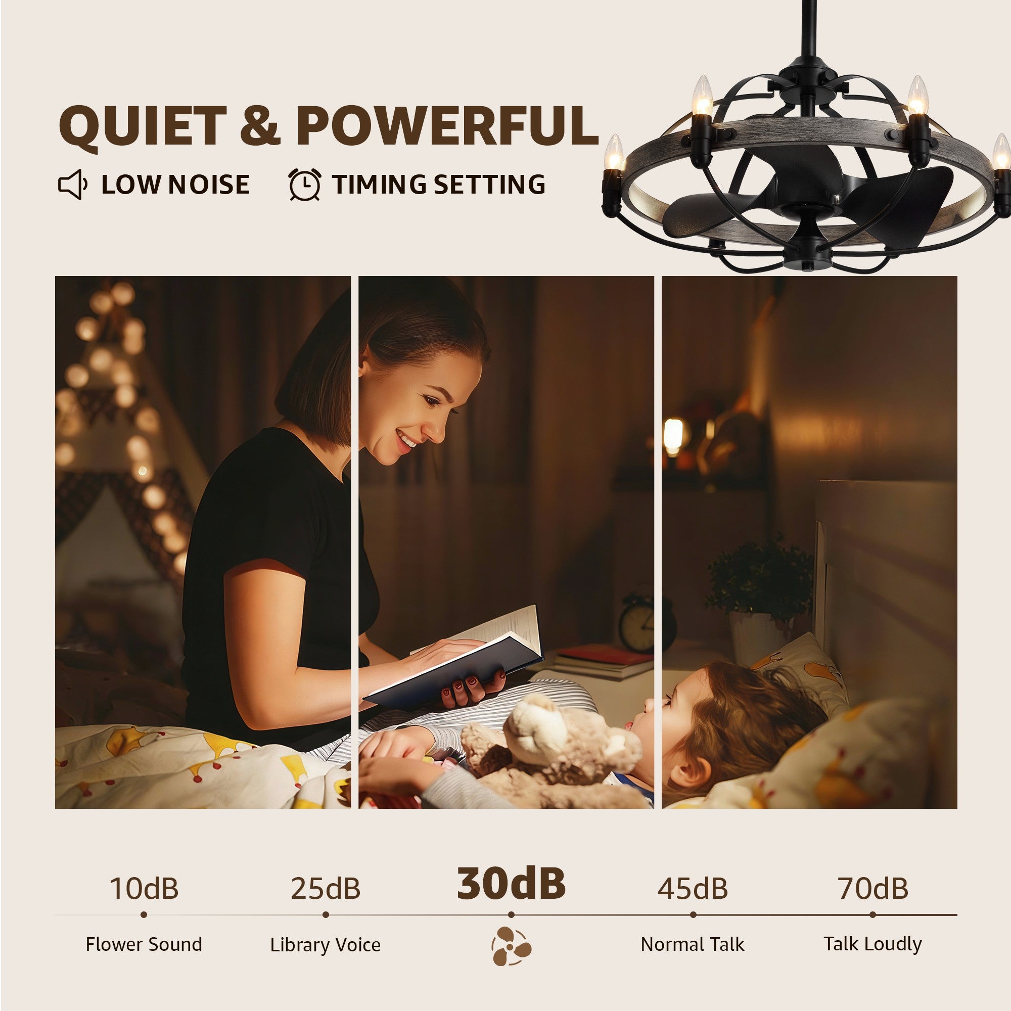 27 in. Indoor Bronwn and Black Farmhouse Ceiling Fan with Light and Remote for Bedroom Dining Room