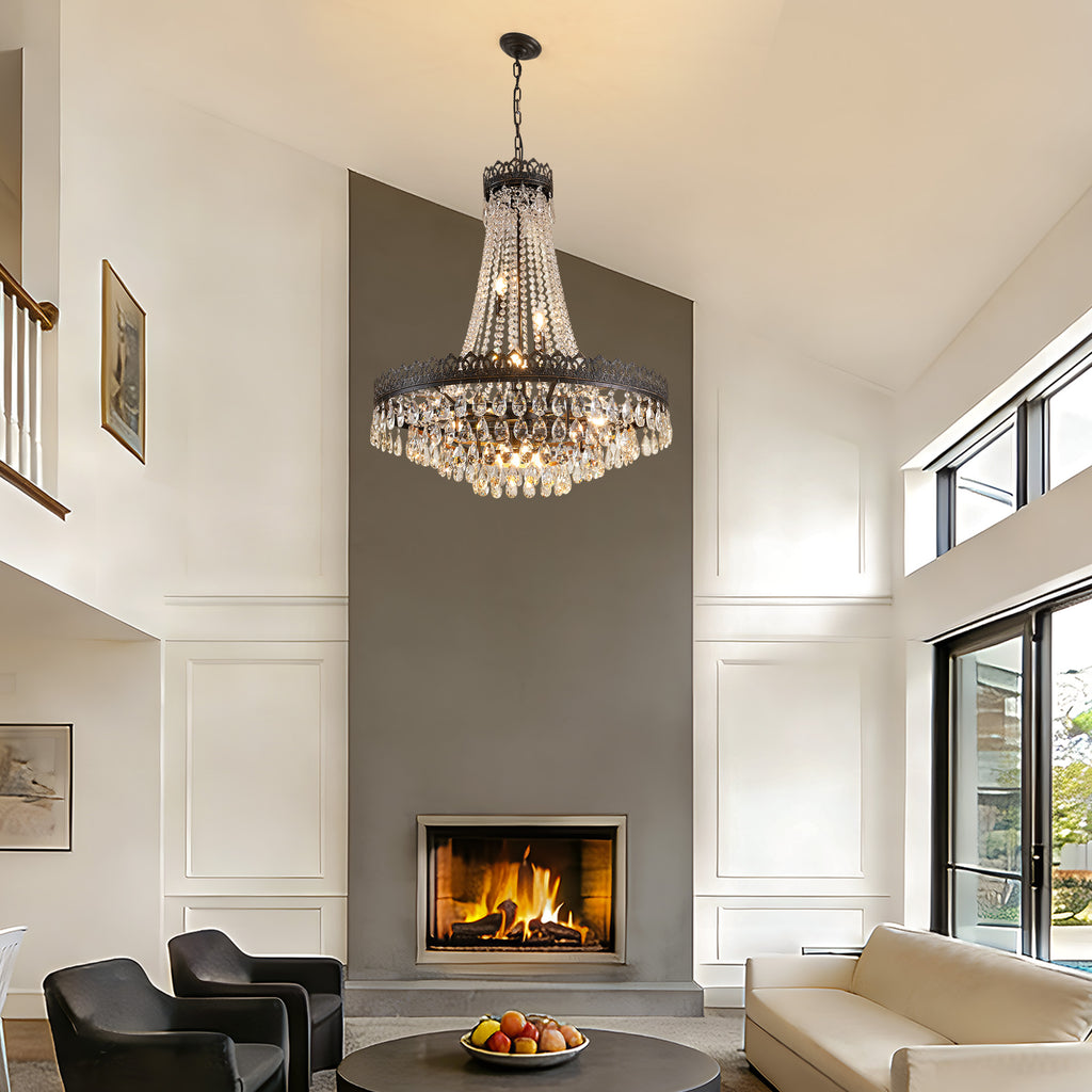 16-light Dimmable Empire Crystal Chandelier With Antique Bronze Accents