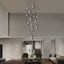 16-Light Black Cylinder Chandelier with Crystal Balls, Dimmable LED Lights & Remote Control for High Ceilings