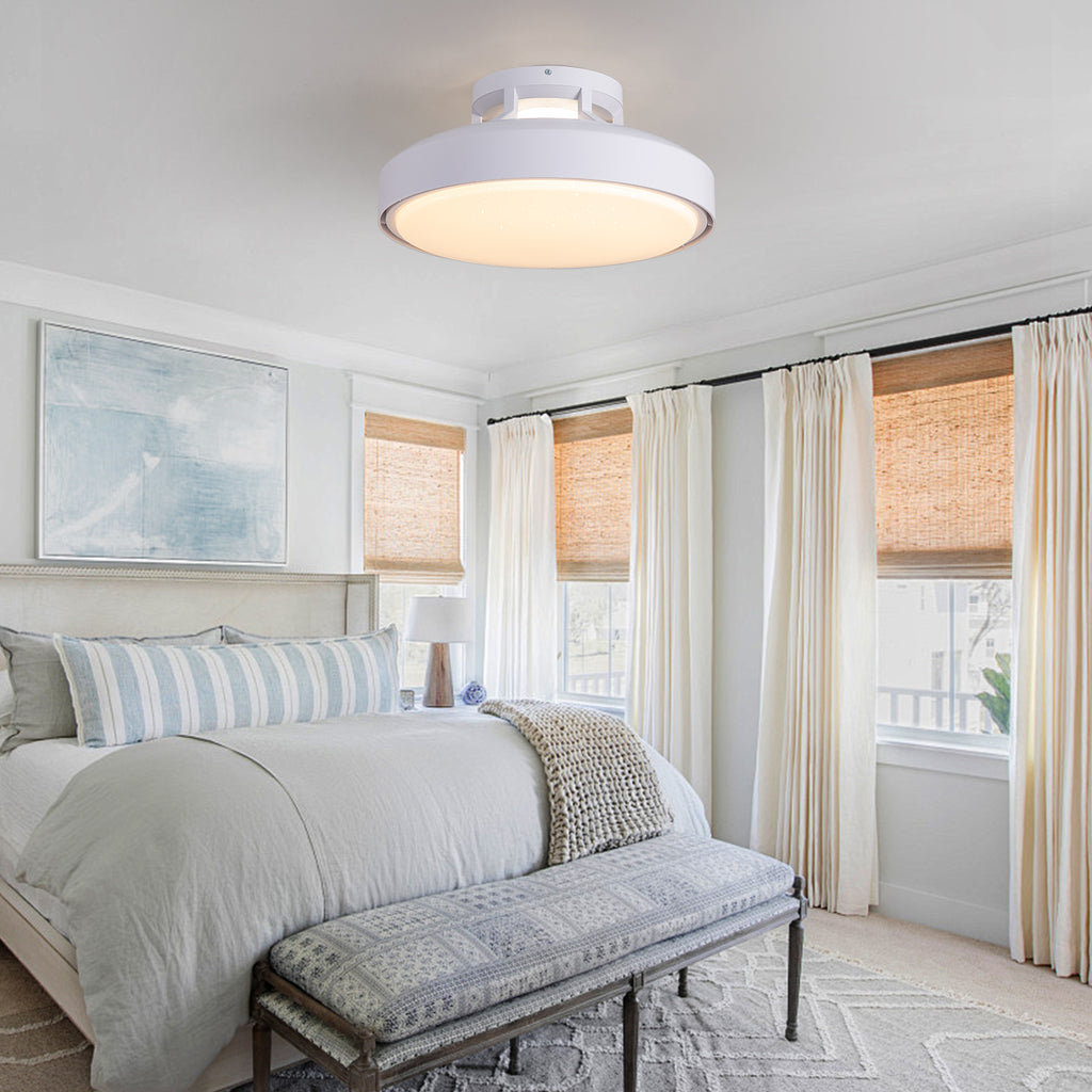 18.9" Modern low profile Ceiling Fan with 4500lm LED Light, Remote Control and Quiet DC Motor for Bedroom