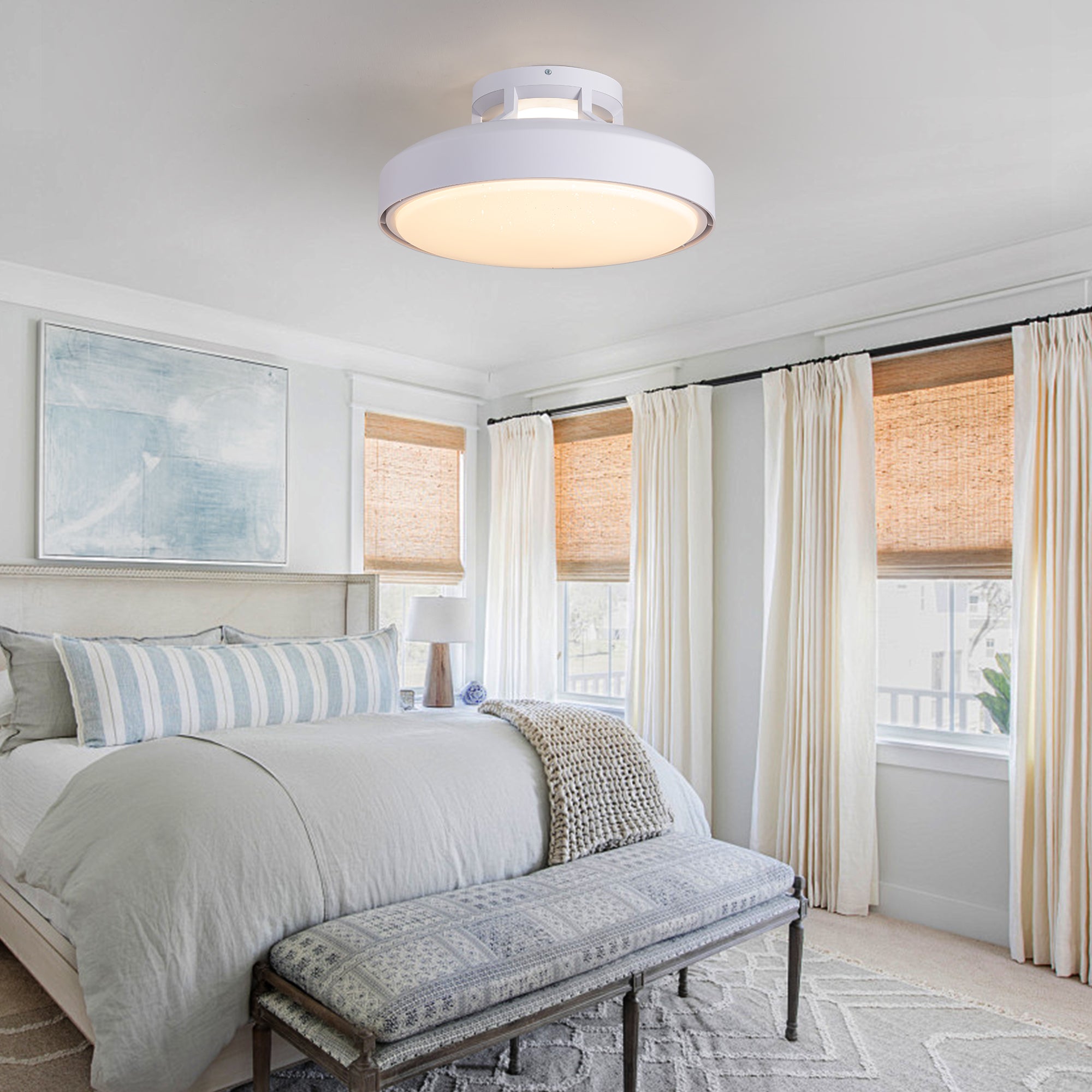 18.9" Modern low profile Ceiling Fan with 4500lm LED Light, Remote Control and Quiet DC Motor for Bedroom