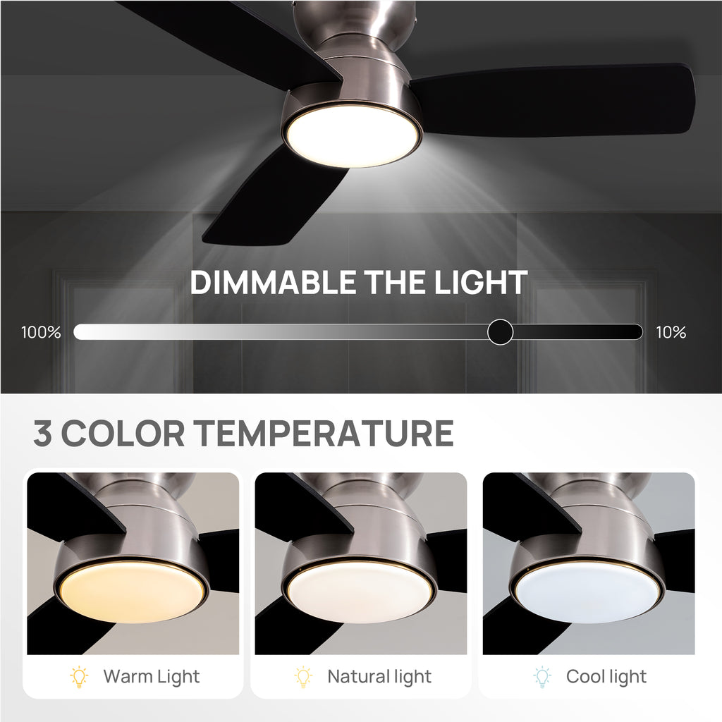 32 in. Modern Smart Indoor Satin nickel Ceiling Fan with Lights Reversible Rotation and Remote Control