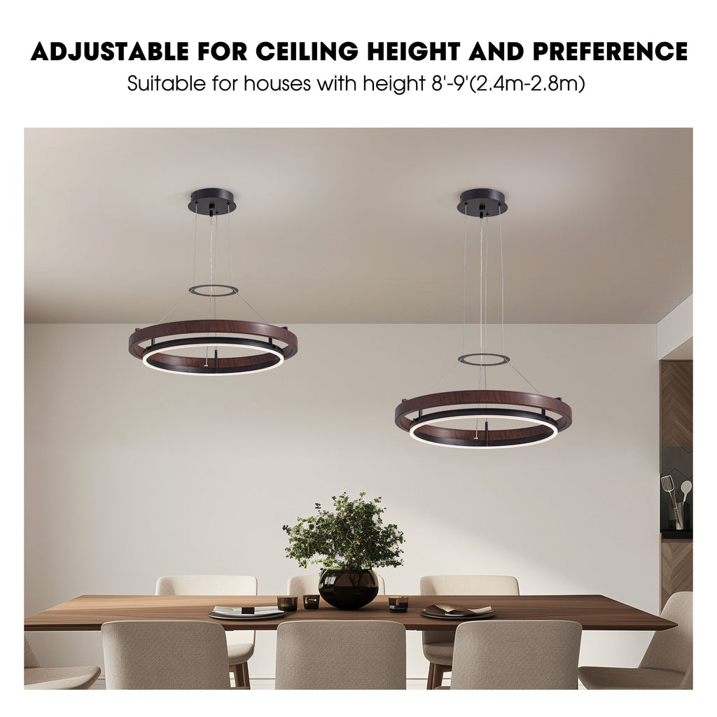 Dimmable 1-Light LED Chandelier with Remote Control, Industrial Rustic Modern Lighting