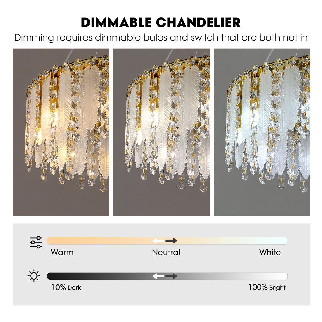 9-Light Dimmable Modern Drum Crystal Chandelier