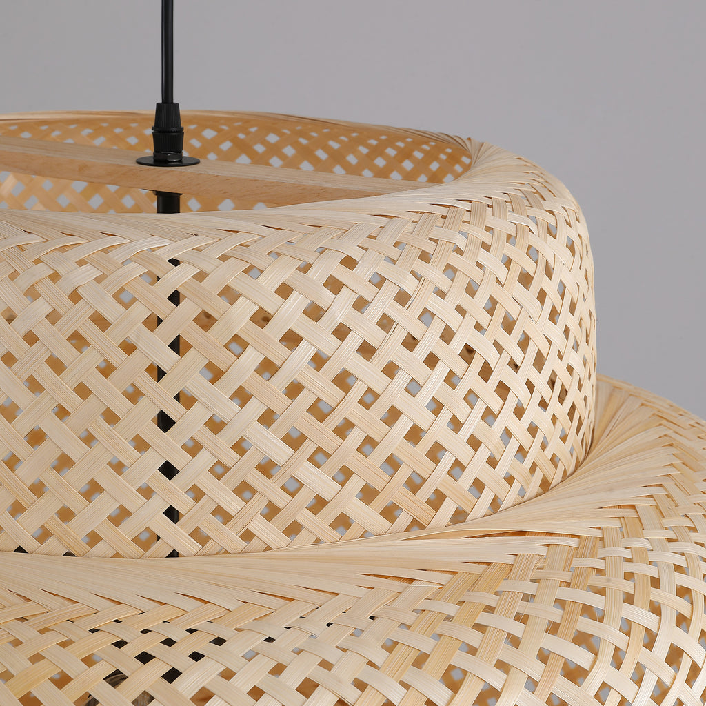 3-Light Natural Woven Tiered Chandelier, Boho Organic Modern Coastal Casual Style For Dining Room, Kitchen Island & Living Space