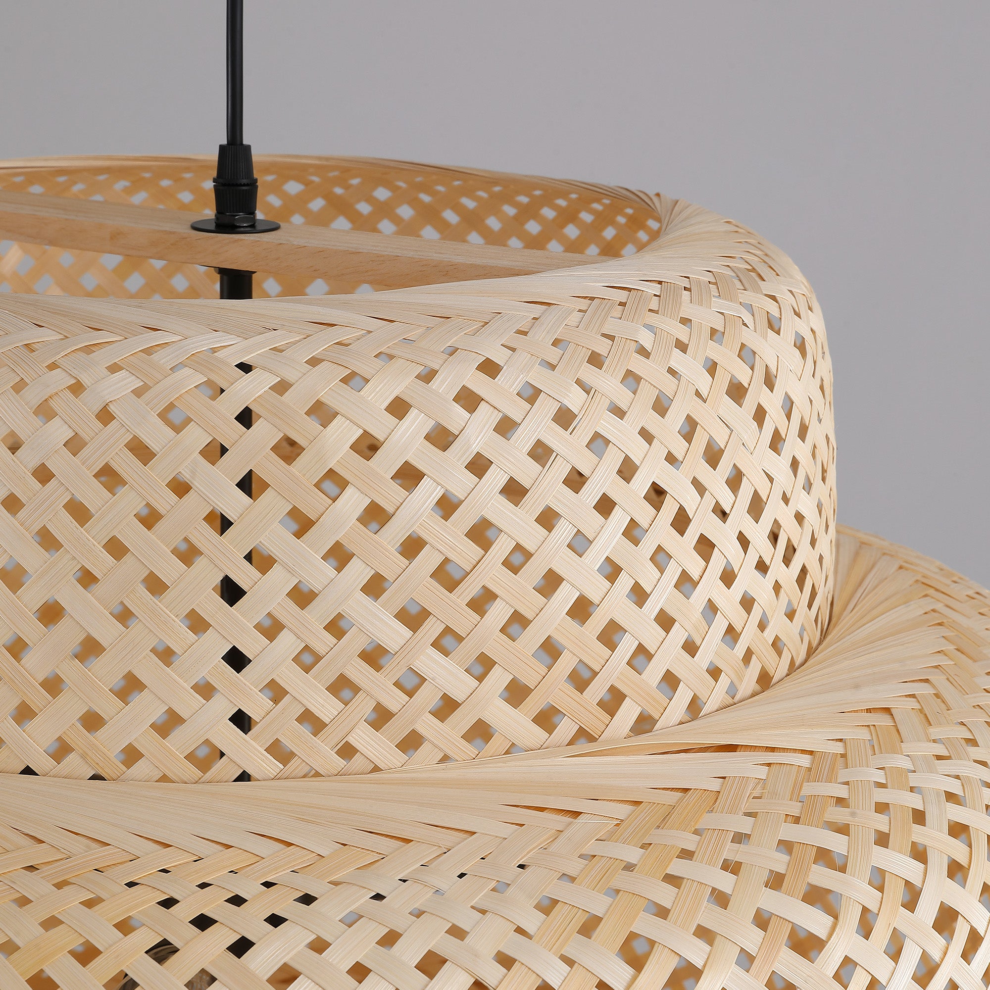 3-Light Natural Woven Tiered Chandelier, Boho Organic Modern Coastal Casual Style For Dining Room, Kitchen Island & Living Space