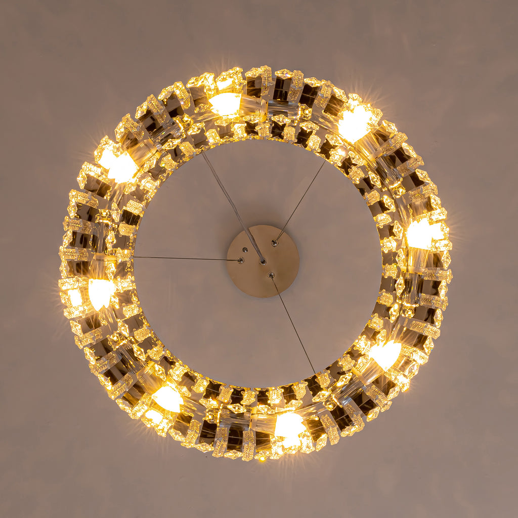 8-light Dimmable Drum Crystal Chandelier