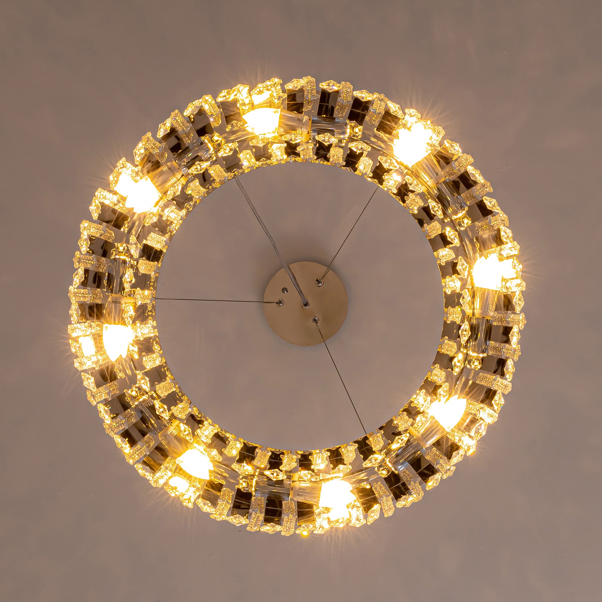 8-light Dimmable Drum Crystal Chandelier