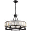26" Modern 6-Light Farmhouse Crystal Drum Matte Black Wagon Wheel Chandelier Ceiling Semi Flush Mount