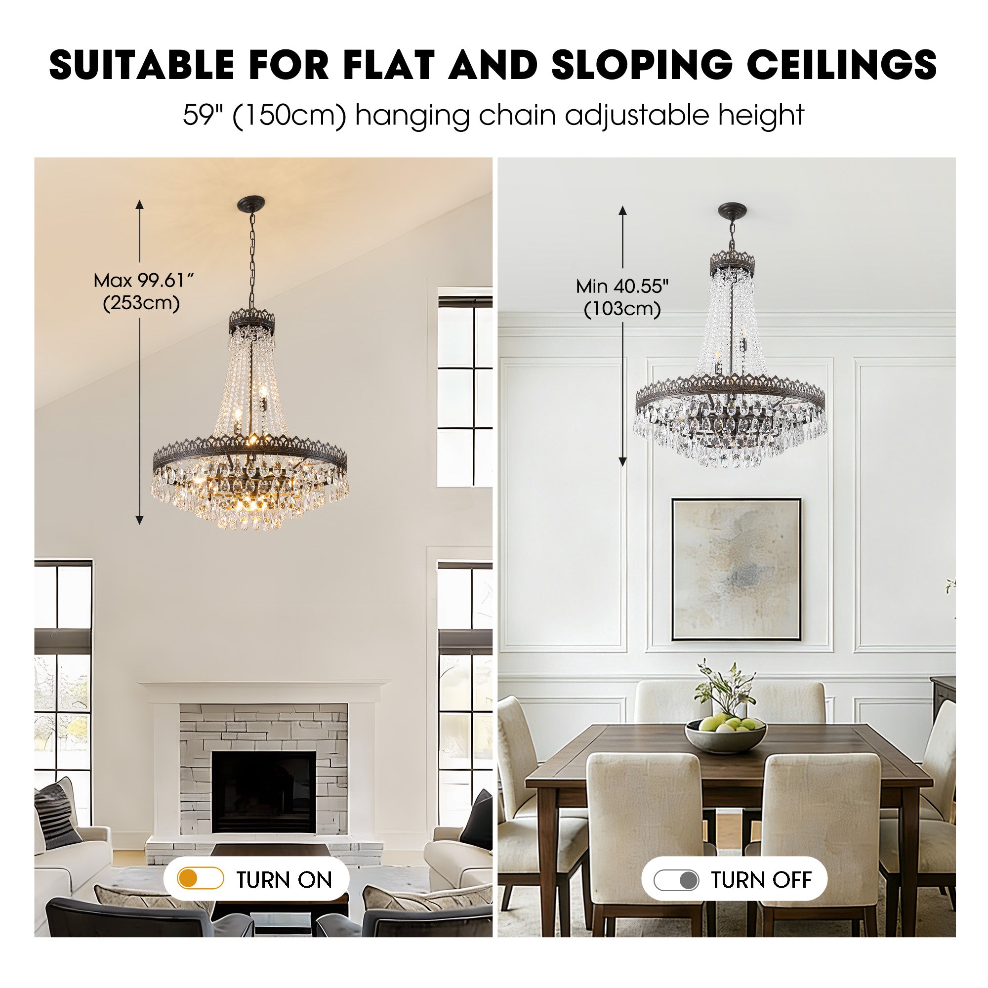 16-light Dimmable Empire Crystal Chandelier With Antique Bronze Accents