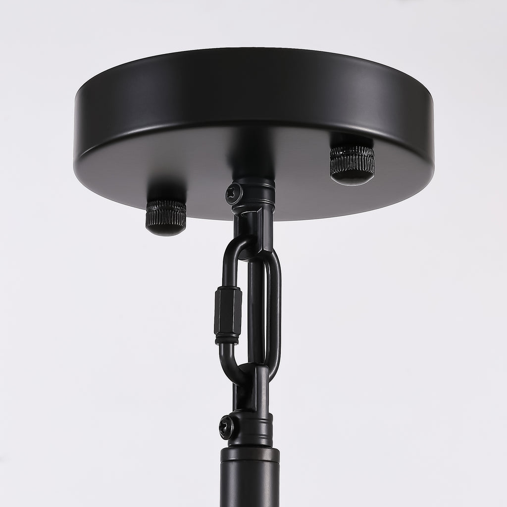 8 - Light Dimmable  Drum Chandelier with Textured Glass, Modern Lighting for Kitchen Island or Dining Room