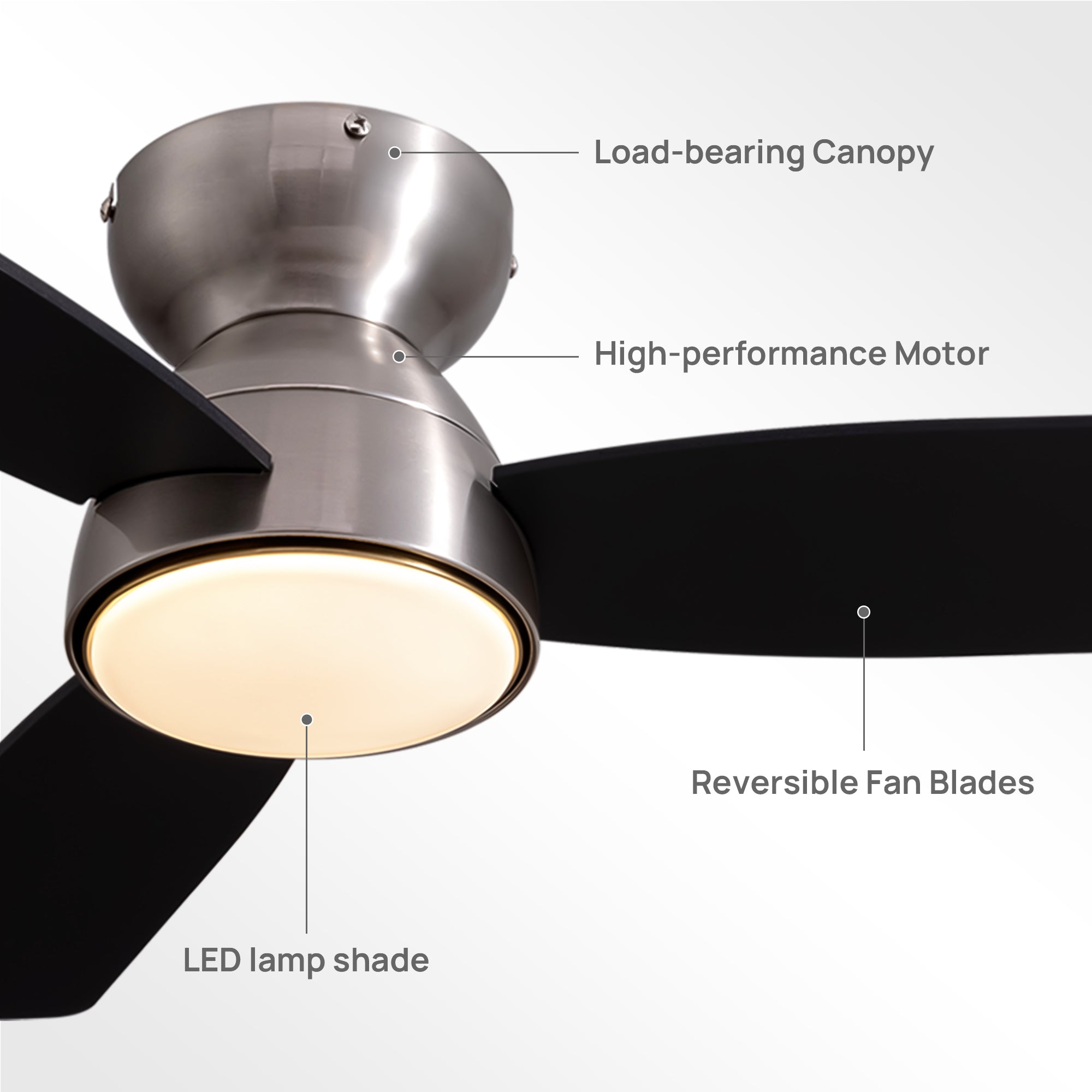 32 in. Modern Smart Indoor Satin nickel Ceiling Fan with Lights Reversible Rotation and Remote Control