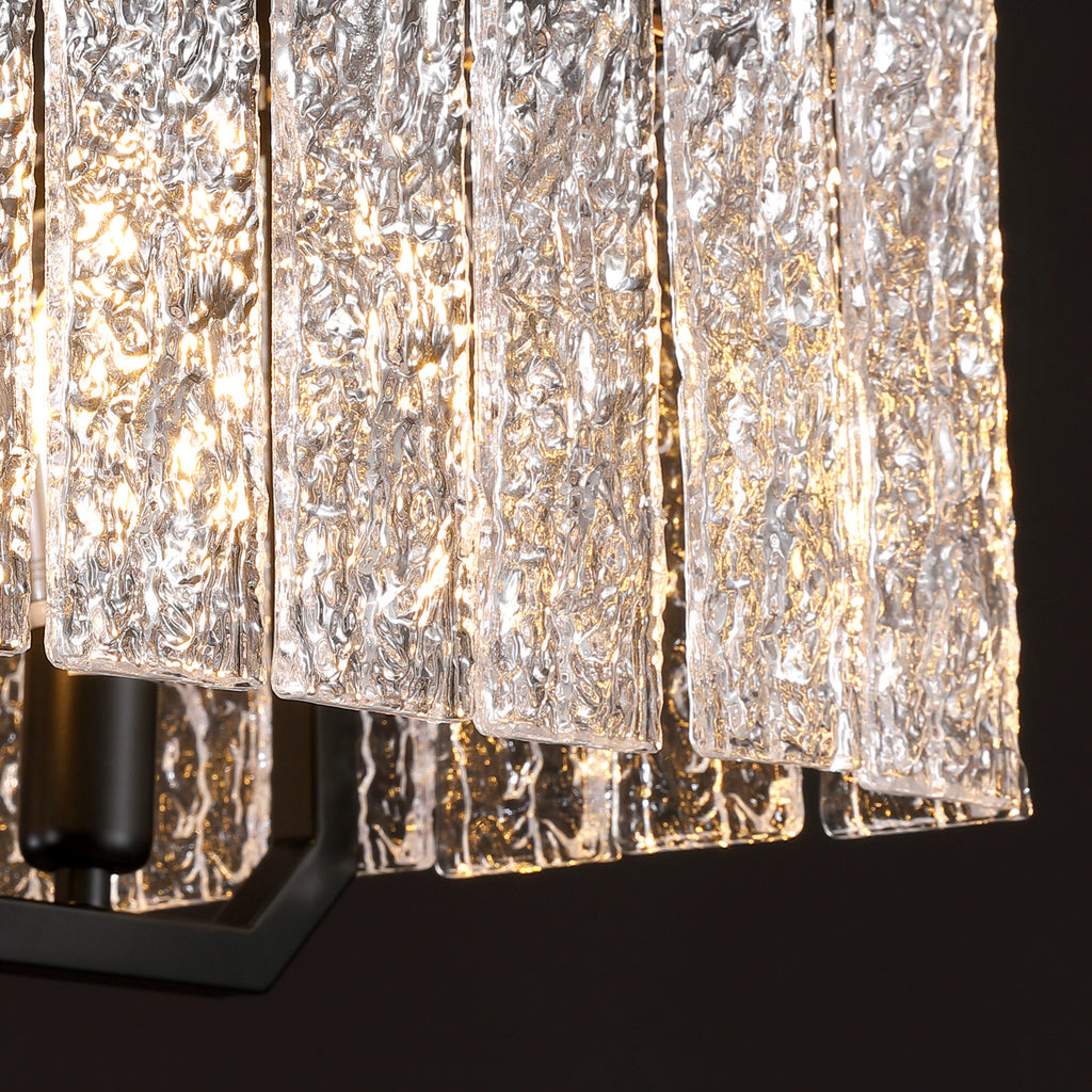 46.5 in. Modern Dimmable 7-Light Rectangle Black Crystal Chandelier for Dinning Room