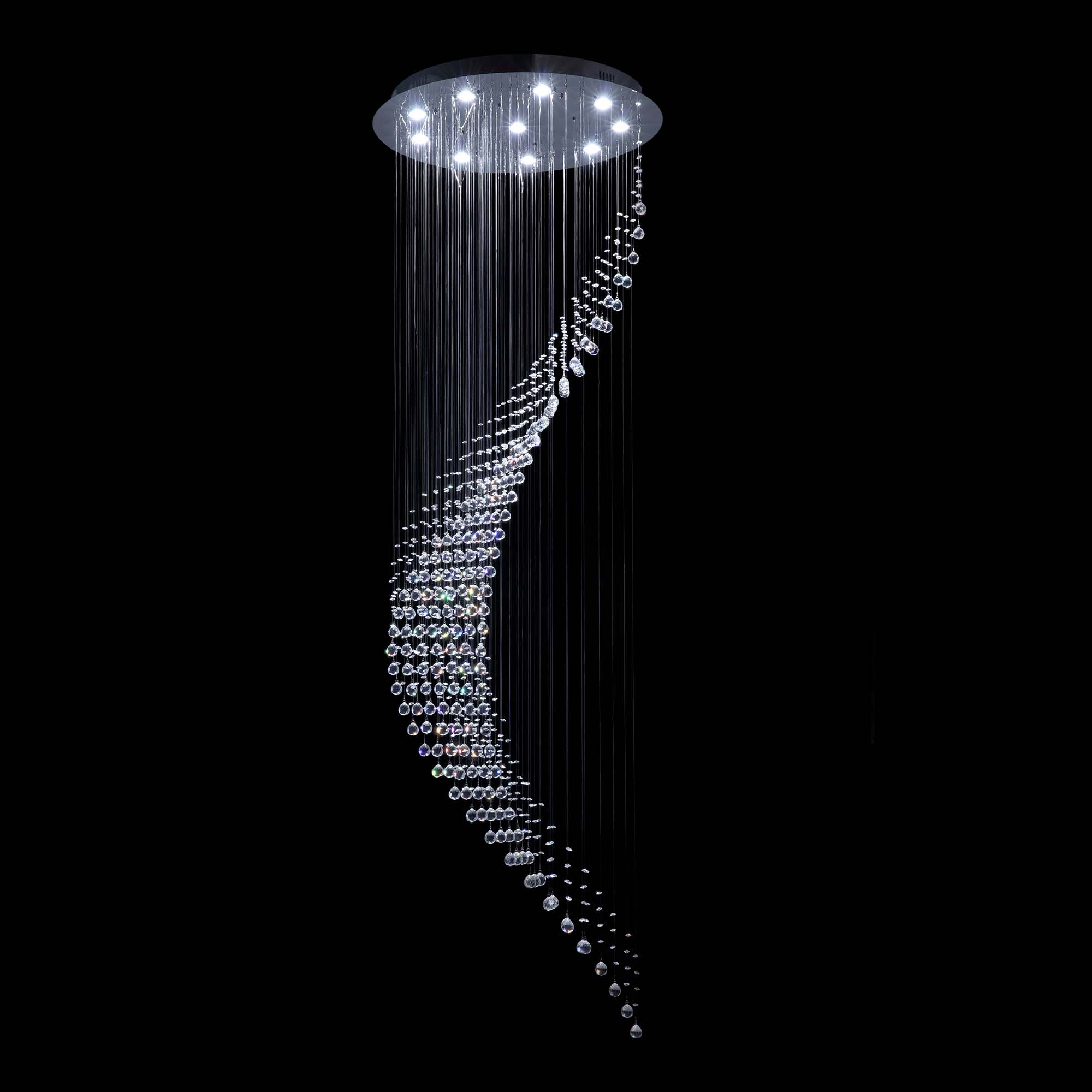 10-Light Dimmable Statement Chandelier for High Ceilings with Crystal Accents