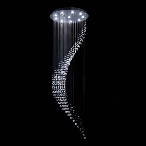 10-Light Dimmable Statement Chandelier for High Ceilings with Crystal Accents