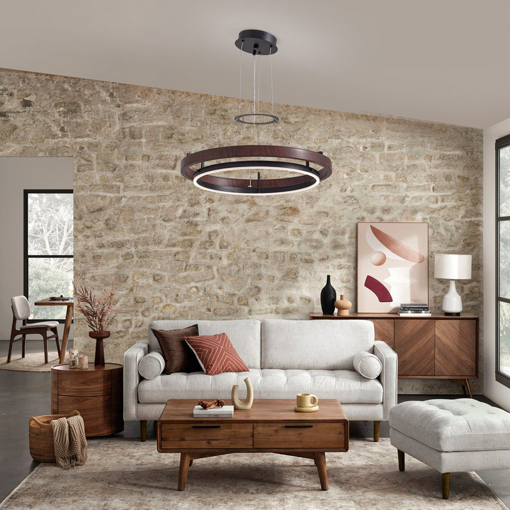 Dimmable 1-Light LED Chandelier with Remote Control, Industrial Rustic Modern Lighting