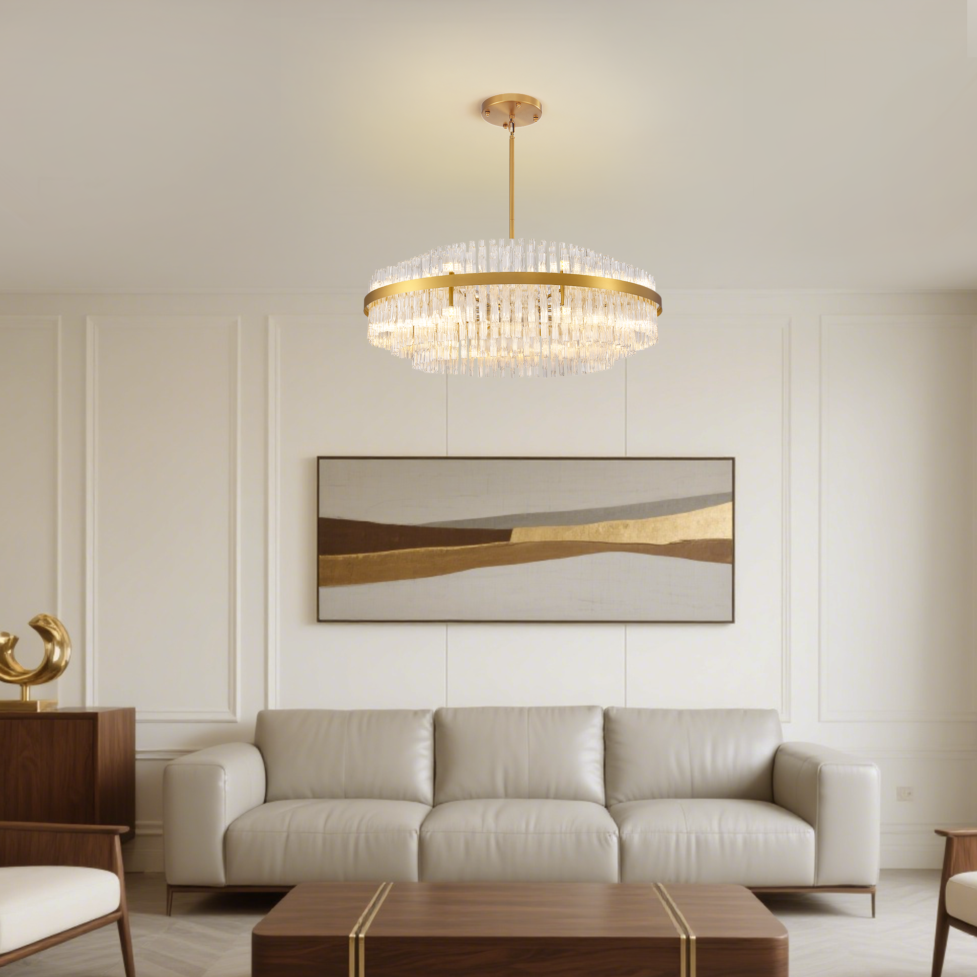 24-light Dimmable Modern Tiered K9 Crytsal Chandelier