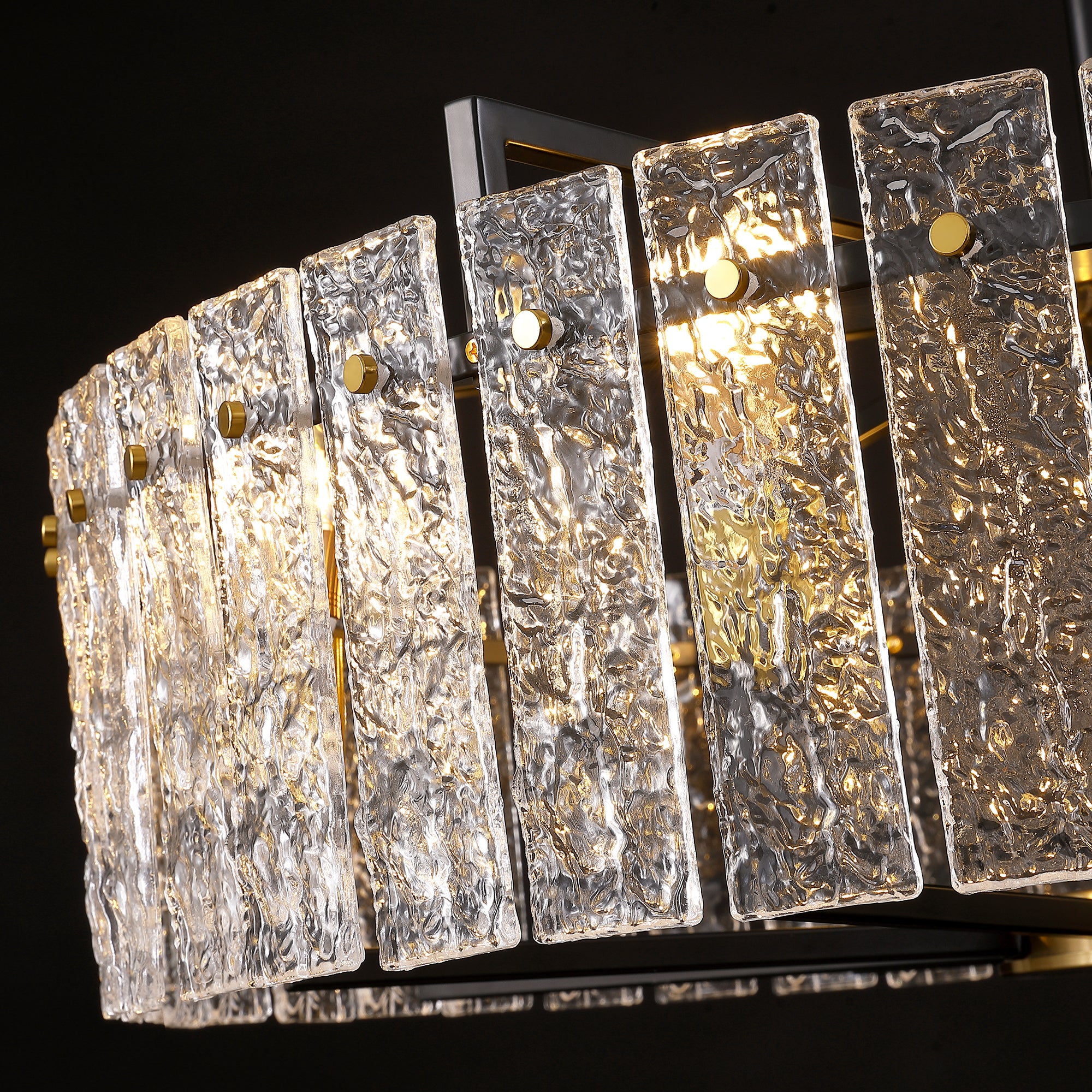 8 - Light Dimmable  Drum Chandelier with Textured Glass, Modern Lighting for Kitchen Island or Dining Room