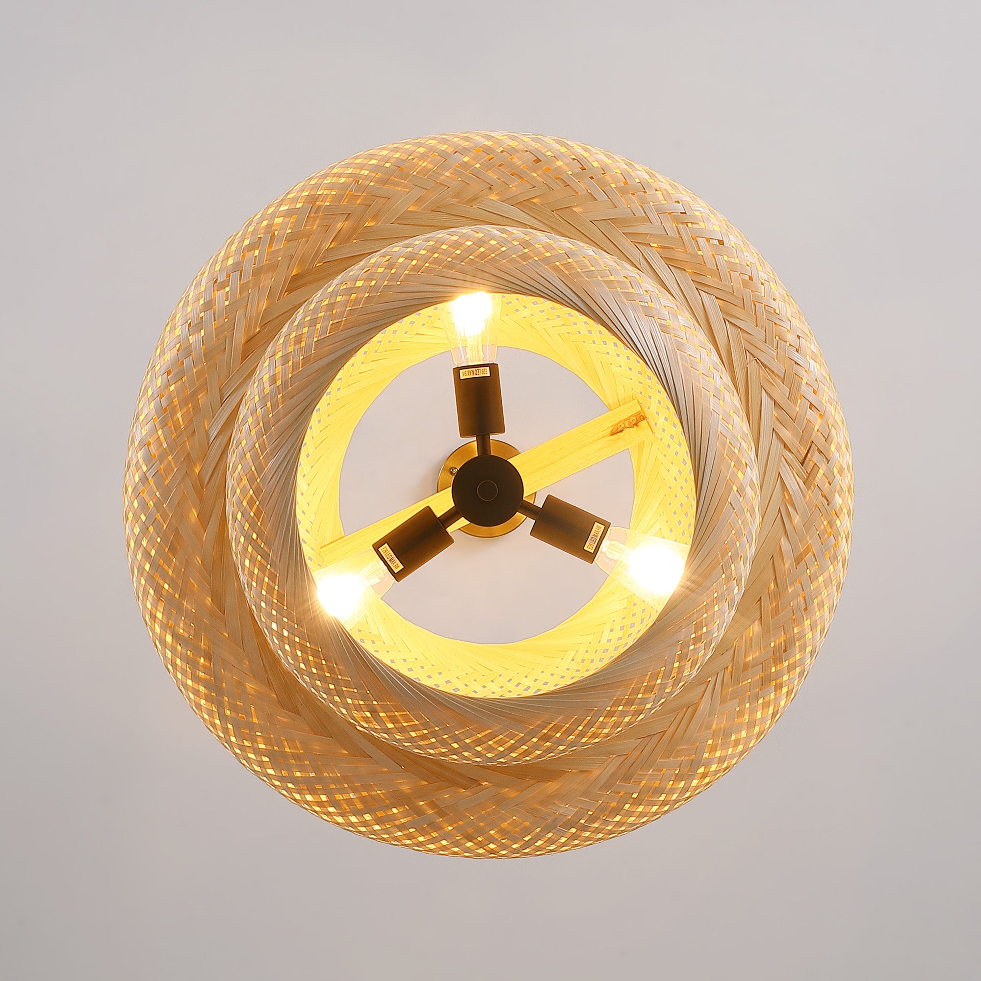 3-Light Natural Woven Tiered Chandelier, Boho Organic Modern Coastal Casual Style For Dining Room, Kitchen Island & Living Space