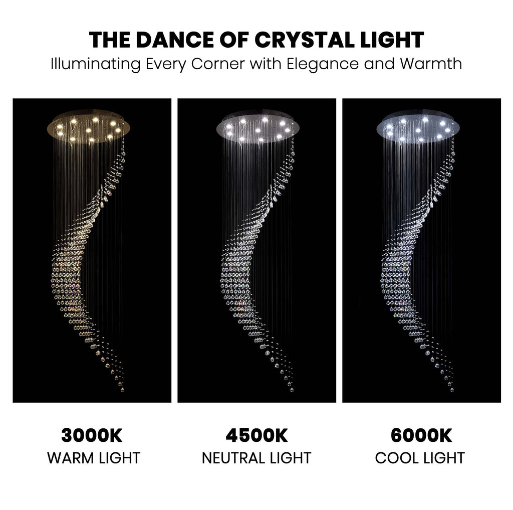 10-Light Dimmable Statement Chandelier for High Ceilings with Crystal Accents