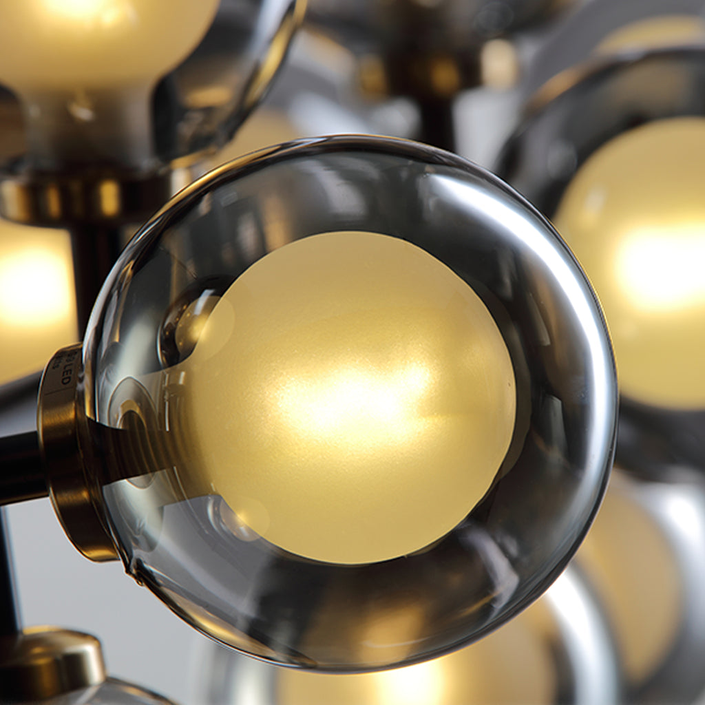 40 in. 16-Light Modern Black Dimmable Bubble Glass Sputnik Glass Globe Chandelier for Dining Room and Living Room