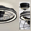 19" Indoor Black Caged Ceiling Fan with Integrated LED Light Modern Farmhouse Flush Mount Ceiling Fan