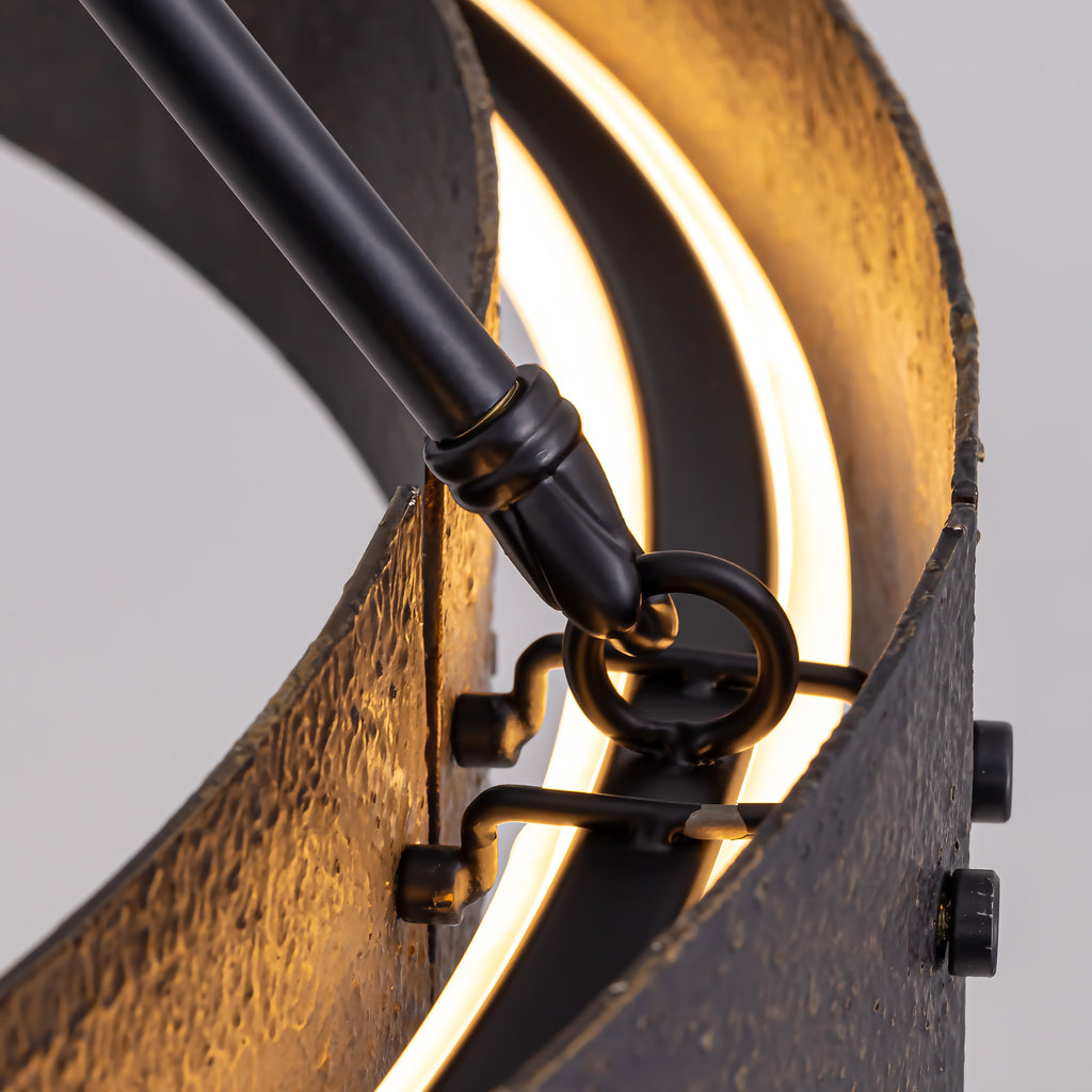 31.5" Rustic Round Chandelier With Integrated Led, Vintage Industrial Farmhouse Ceiling Light