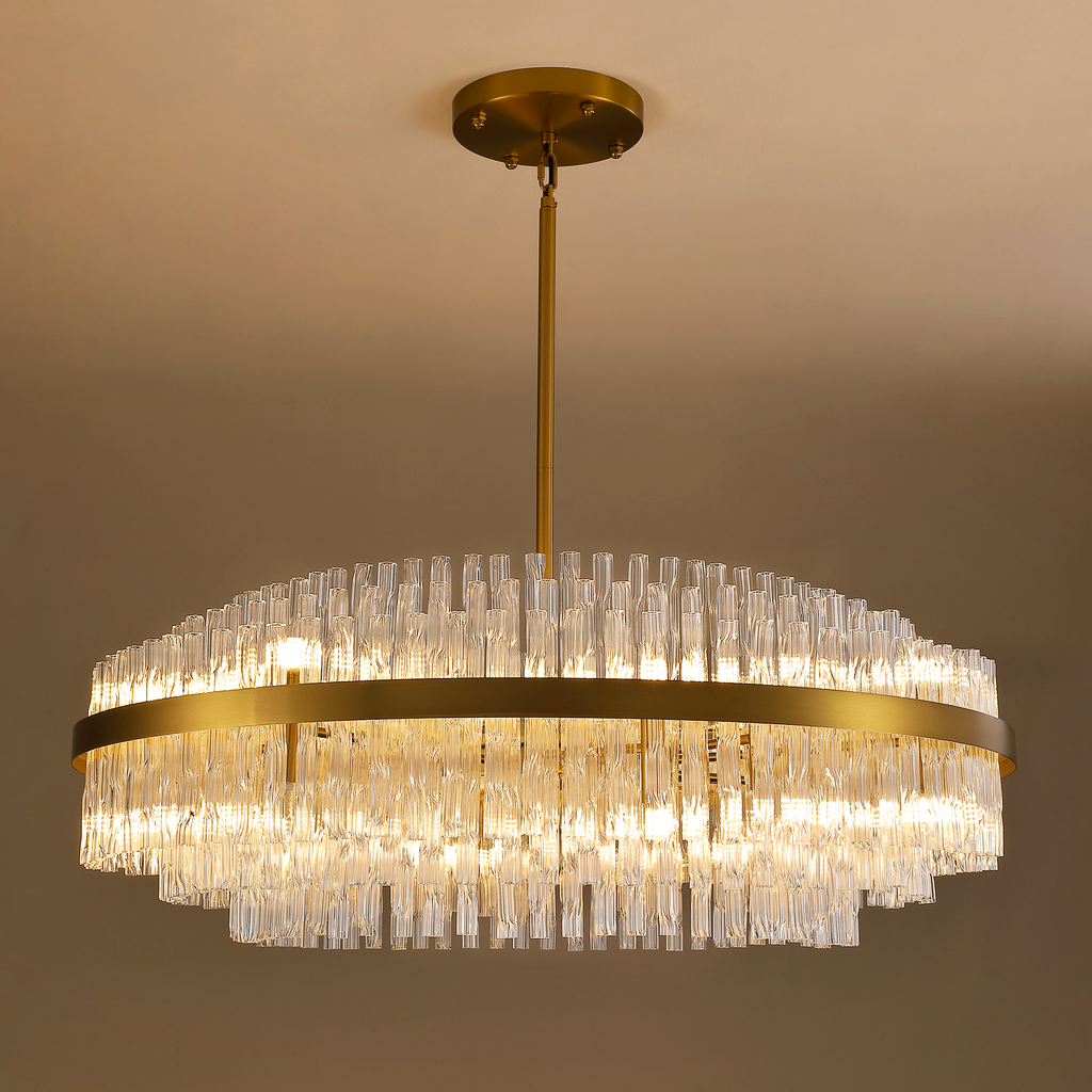 24-light Dimmable Modern Tiered K9 Crytsal Chandelier