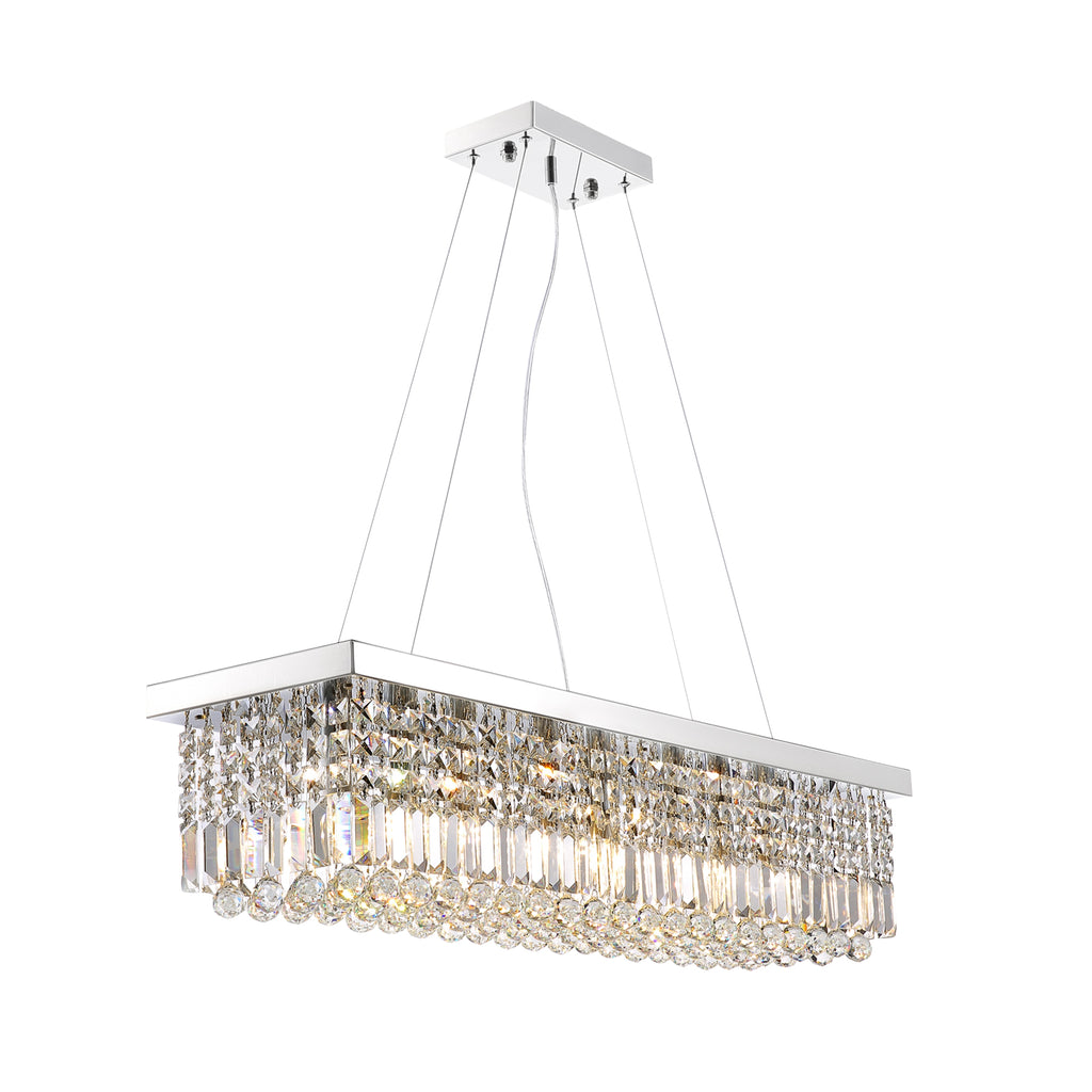 8 - Light Dimmable Square / Rectangle Crystal Chandelier Modern Luxury Ceiling Light