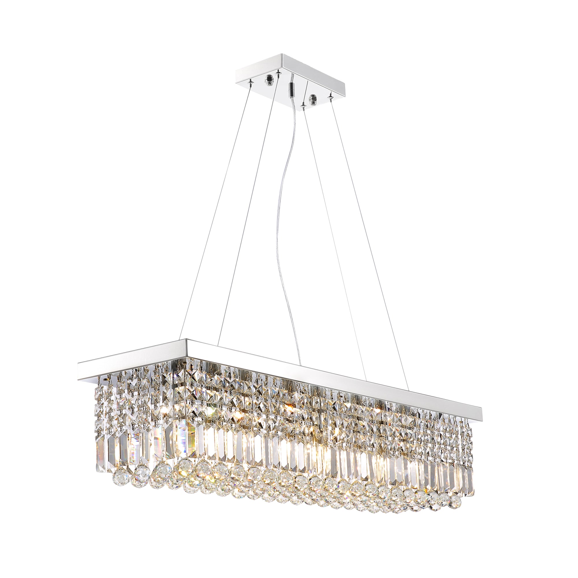 8 - Light Dimmable Square / Rectangle Crystal Chandelier Modern Luxury Ceiling Light