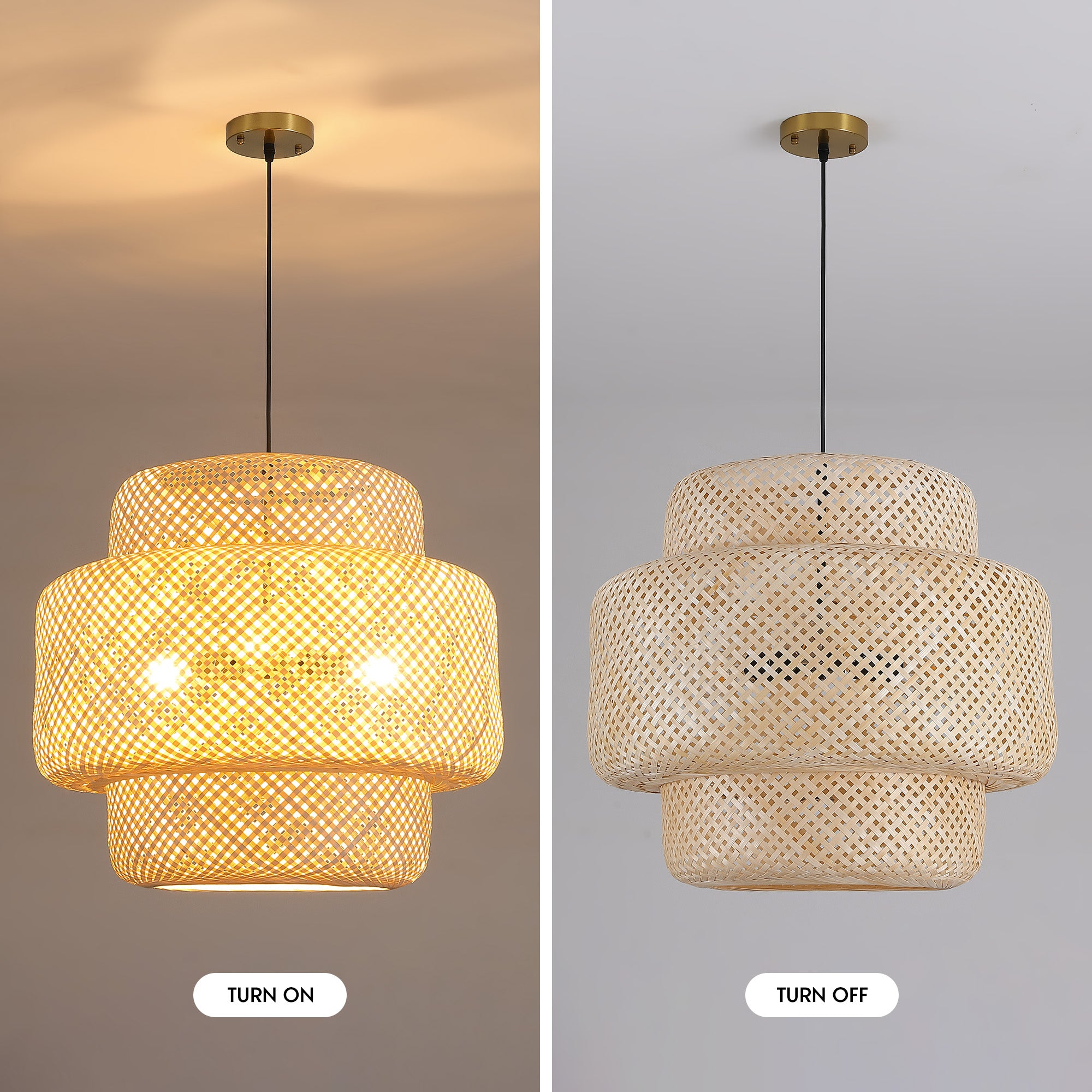 3-Light Natural Woven Tiered Chandelier, Boho Organic Modern Coastal Casual Style For Dining Room, Kitchen Island & Living Space