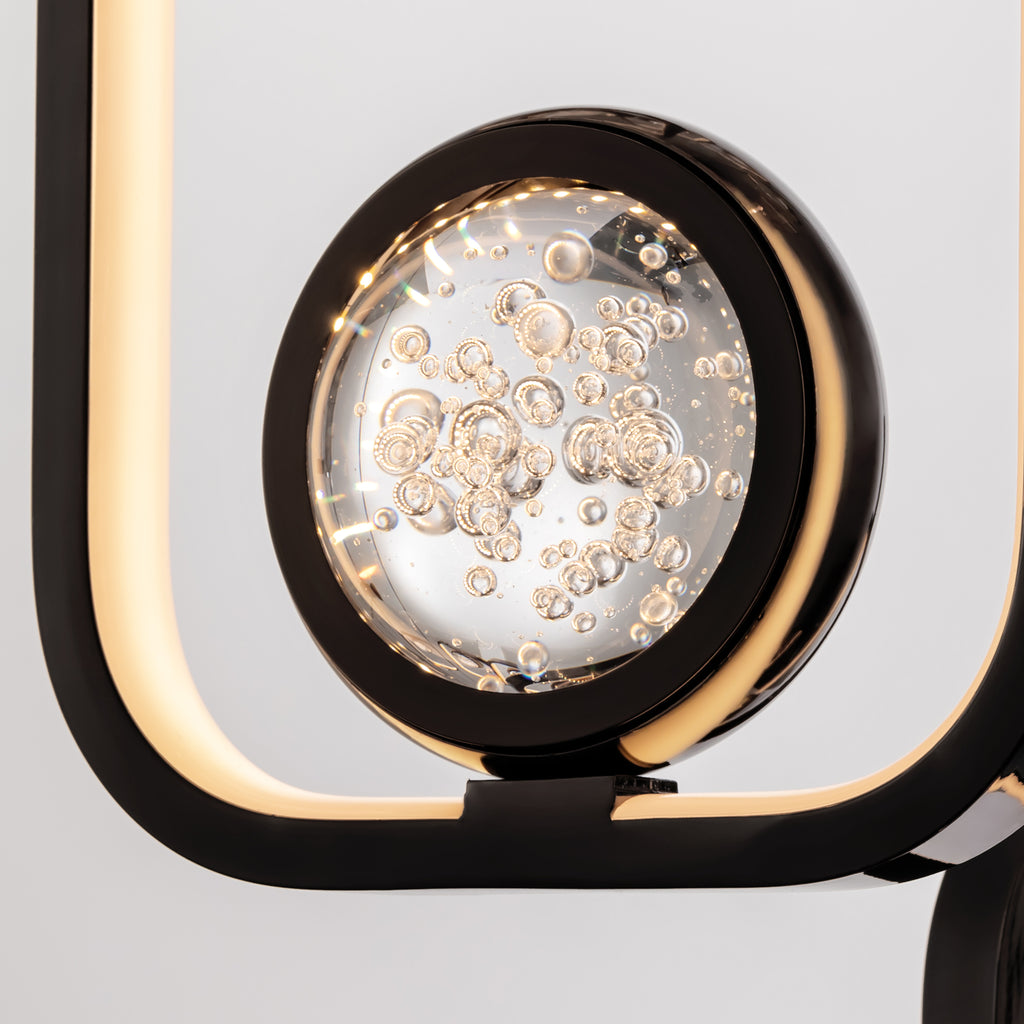 16-Light Black Cylinder Chandelier with Crystal Balls, Dimmable LED Lights & Remote Control for High Ceilings