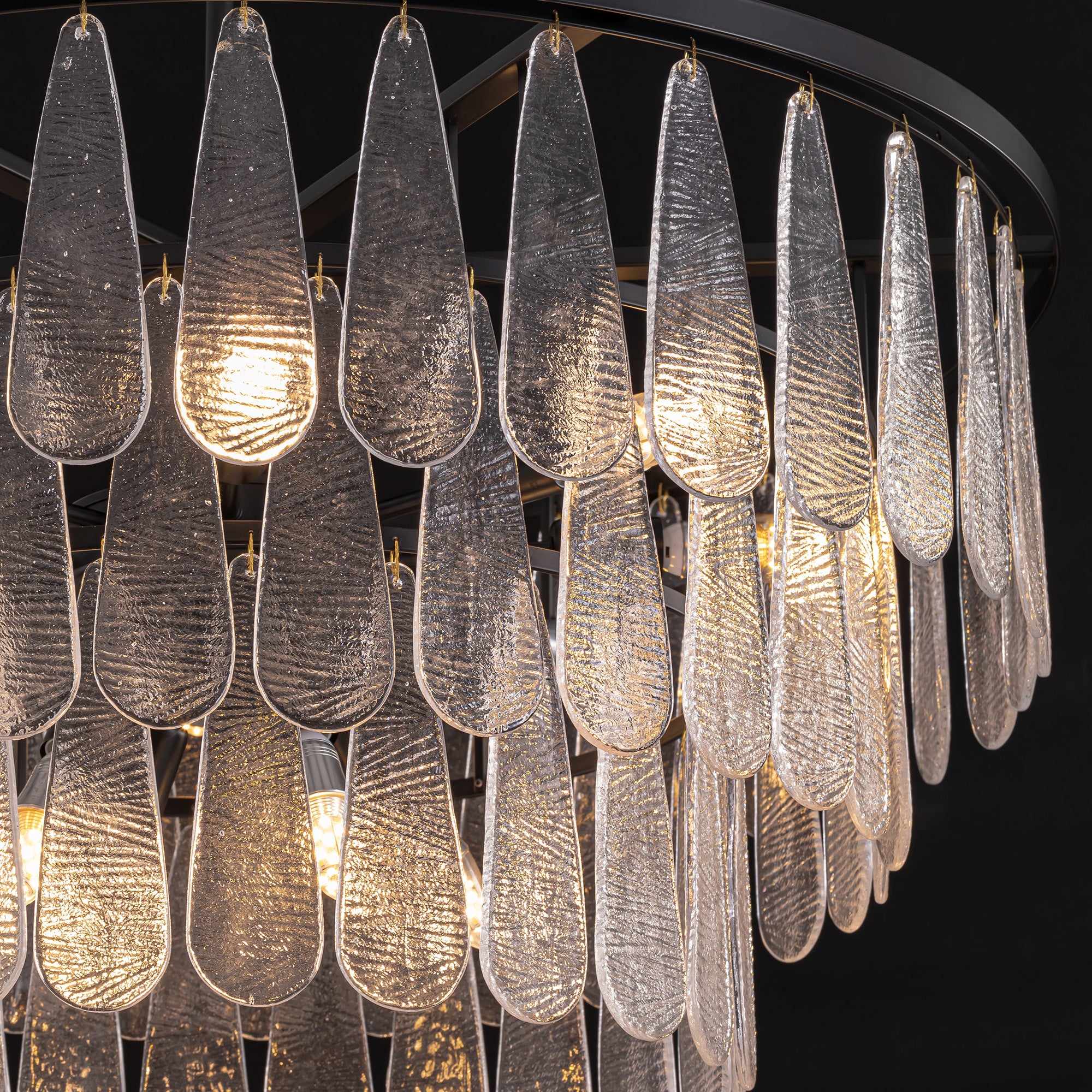 31.5 in. Modern 12-Lights Black Glass Chandelier with Light Dining Room or Kitchen