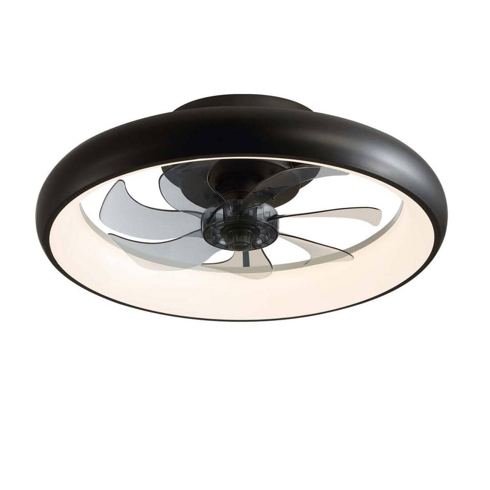 20 in. Modern Indoor Black Low Profile Ceiling Fan with Lights Reversible Rotation and Remote Control