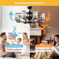 36 in. Indoor 8-Light Black Farmhouse Caged Crystal Chandelier Ceiling Fan with Light and Remote Control for Living Room
