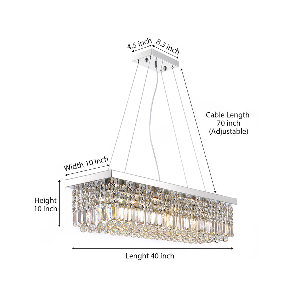 8 - Light Dimmable Square / Rectangle Crystal Chandelier Modern Luxury Ceiling Light