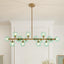 16-Light Modern Dimmable Bubble Glass Sputnik Green and Gold Globe Chandelier for Dining Room and Living Room