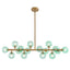16-Light Modern Dimmable Bubble Glass Sputnik Green and Gold Globe Chandelier for Dining Room and Living Room