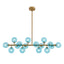 16-Light Modern Dimmable Bubble Glass Sputnik Gold and Blue Globe Chandelier for Dining Room and Living Room