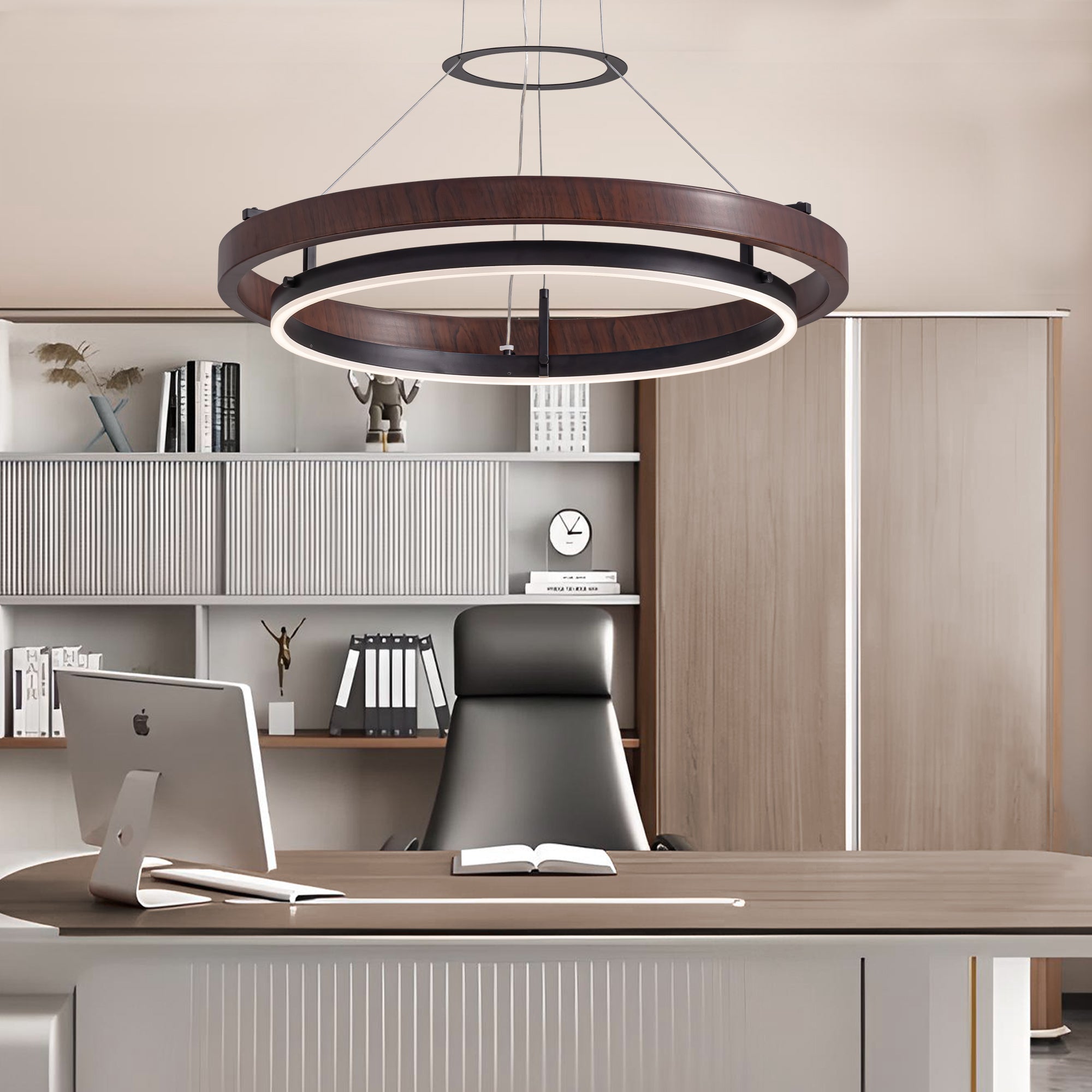 Dimmable 1-Light LED Chandelier with Remote Control, Industrial Rustic Modern Lighting