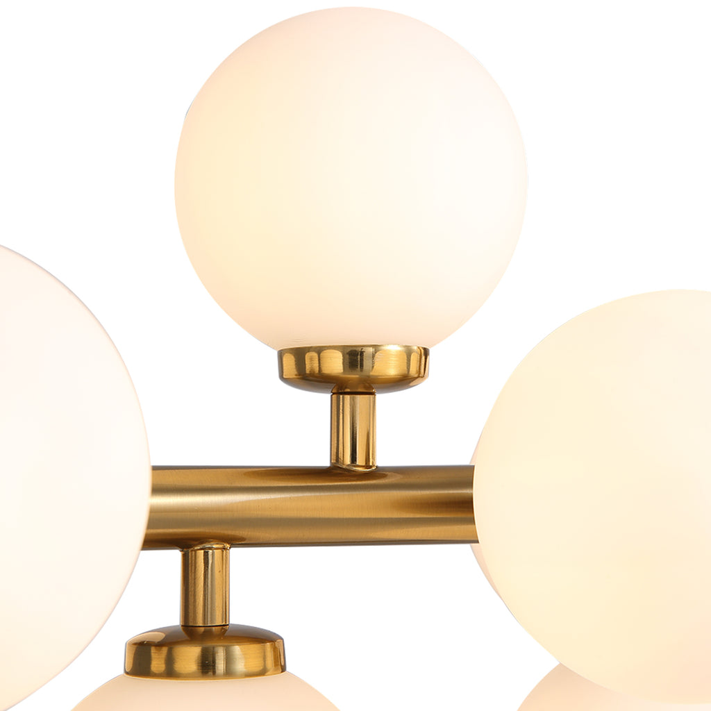 40 in. 16-Light Modern Dimmable Bubble Glass Sputnik Gold Glass Globe Chandelier for Dining Room and Living Room