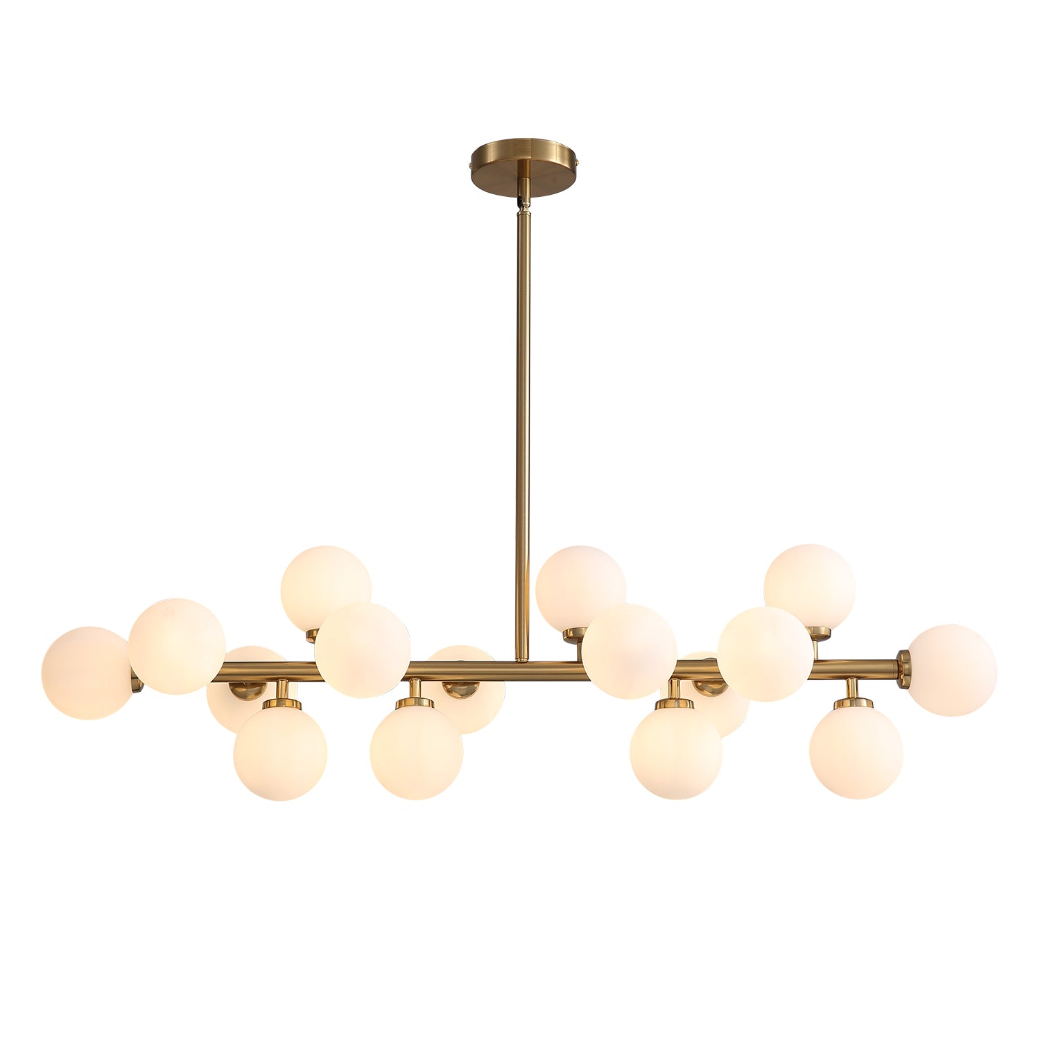 40 in. 16-Light Modern Dimmable Bubble Glass Sputnik Gold Glass Globe Chandelier for Dining Room and Living Room