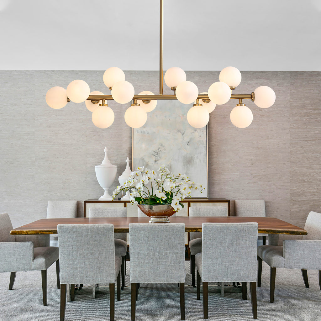 40 in. 16-Light Modern Dimmable Bubble Glass Sputnik Gold Glass Globe Chandelier for Dining Room and Living Room